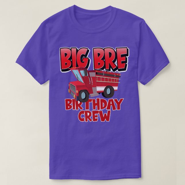 Big Brother Birthday Crew Fire Lastbil Firefighter T Shirt (Design framsida)