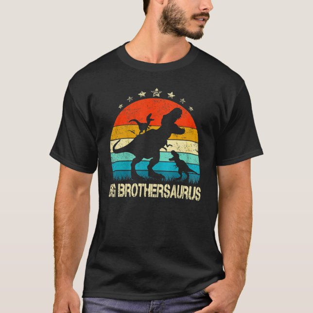 Big Brother Dinosaur Big Brothersaurus 2 två barn T Shirt (Framsida)