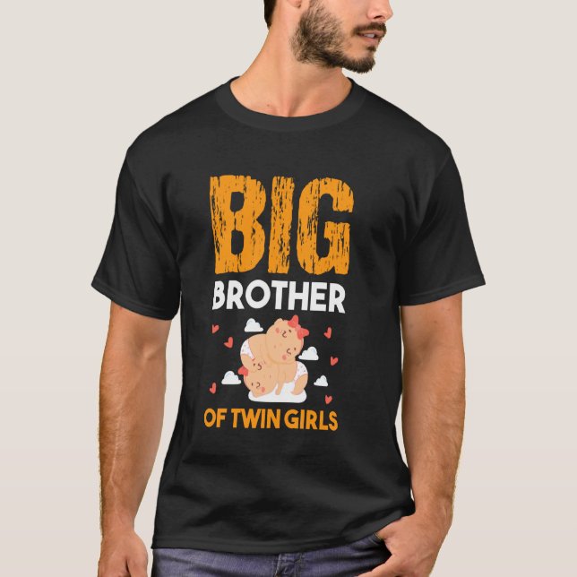 Big Brother från Twin Girls Baby Syskon Family Syr T Shirt (Framsida)