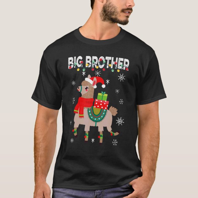 Big Brother jul Llama Ljus Matching Famil T Shirt (Framsida)
