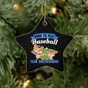 Big Brother Little Brother - Baseball Players Julgransprydnad Keramik