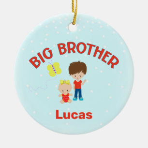 Big Brother med Baby Sister Personlig Julgransprydnad Keramik