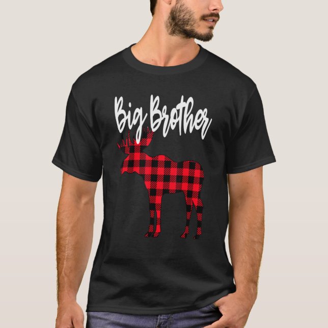 Big Brother Moose Buffalo Red Plade jul Paja T Shirt (Framsida)