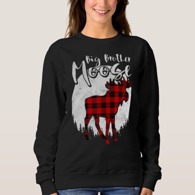 Big Brother Moose Red Play Buffalo Matching Famil T Shirt (Framsida)