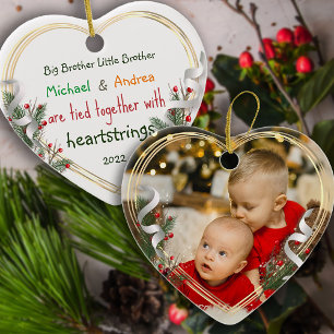 Big Brother Nyfödd bebis Photo Guld Ram Anpassning Julgransprydnad Keramik