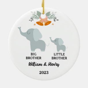 Big Brother och Little Brother Elephant, eget namn Julgransprydnad Keramik