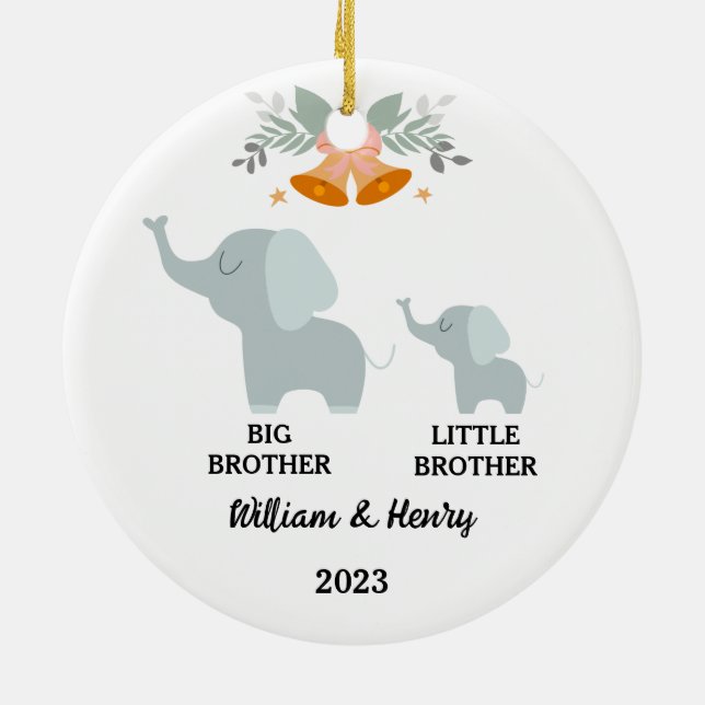 Big Brother och Little Brother Elephant, eget namn Julgransprydnad Keramik (Baksidan)