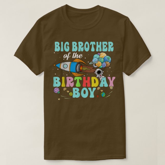 Big Brother of the Birthday aut Boy Space Pa T Shirt (Design framsida)