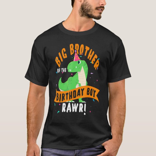 Big Brother of the Birthday Boy Dinosaur Funny Cu T Shirt (Framsida)
