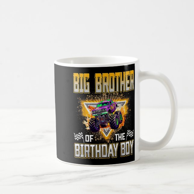 Big Brother Of The Birthday Boy Monster Truck Birt Kaffemugg (Höger)