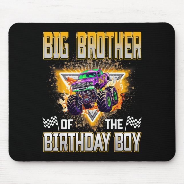 Big Brother Of The Birthday Boy Monster Truck Birt Musmatta (Framsidan)