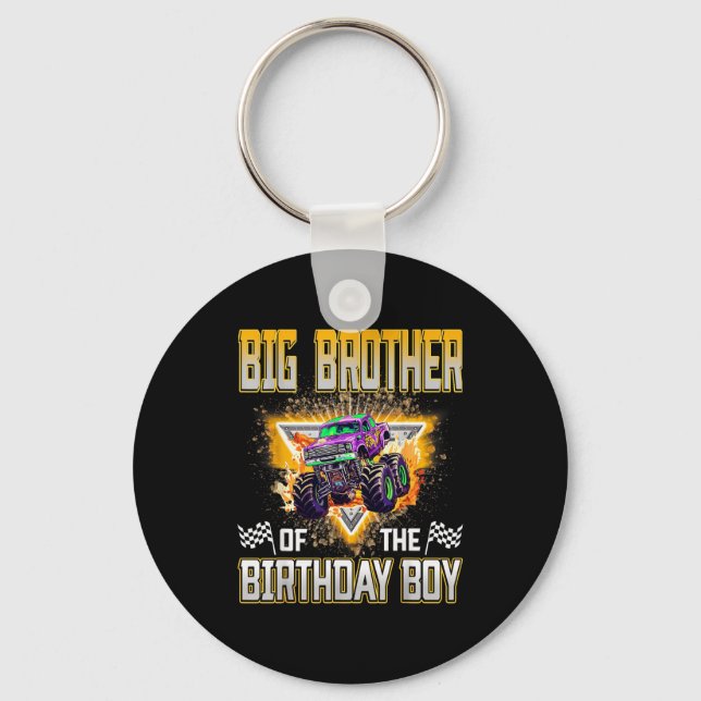 Big Brother Of The Birthday Boy Monster Truck Birt Nyckelring (Framsida)