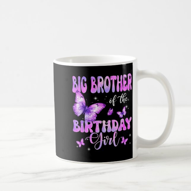 Big Brother Of The Birthday Girl Butterfly Family  Kaffemugg (Höger)