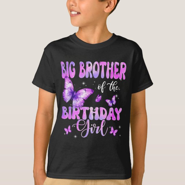 Big Brother Of The Birthday Girl Butterfly Family  T Shirt (Framsida)