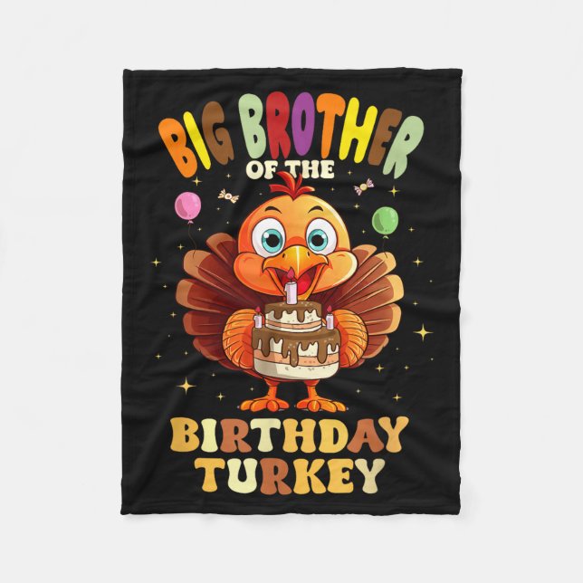 Big Brother Of The Birthday Turkey Family 1st Birt Fleecefilt (Framsidan)