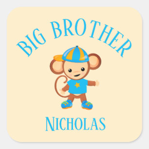 Big Brother Personlig med Namn Monkey Fyrkantigt Klistermärke