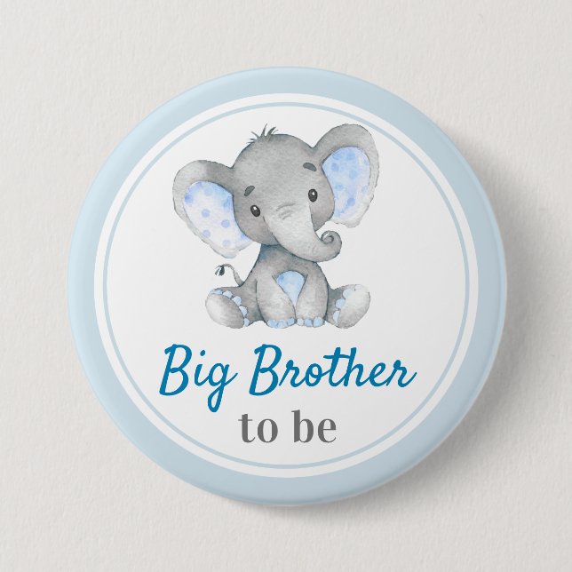 Big Brother ska vara Pojke Shower Elephant Blue Knapp (Framsida)