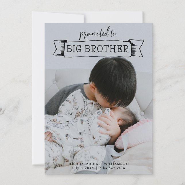 Big Brother Syskon Birth Notice 2 Photo Inbjudningar (Framsida)