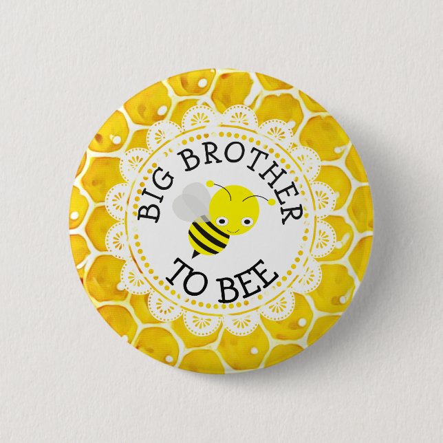 Big Brother to Bee Baby Shower Button Knapp (Framsida)