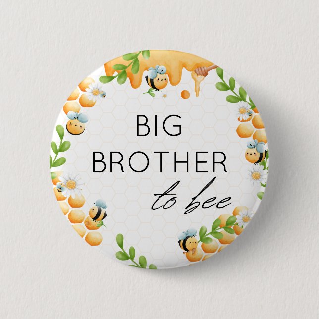 BIG BROTHER to Bee Honung Humla Baby Shower Knapp (Framsida)