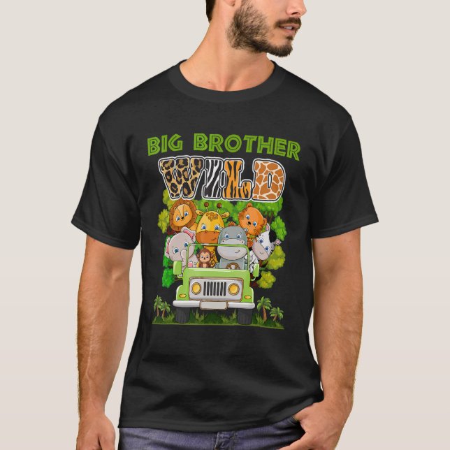 Big Brother Vild Zoo Theme Birthday Lastbil Safari T Shirt (Framsida)