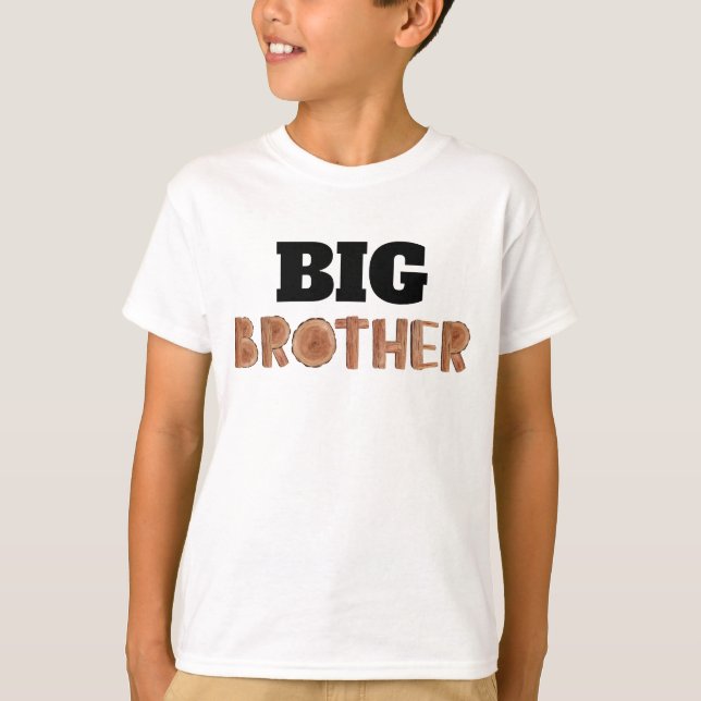 Big Brother Watercolor Wooden Illustration T Shirt (Framsida)