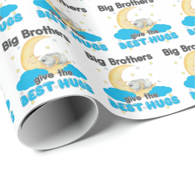 Big Brothers Ge the Best Hugs - Bunny Måne Presentpapper (Rullad Hörn)