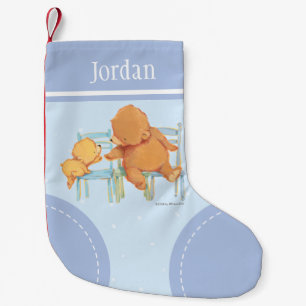 Big Brown Bear hjälper lite Gult Bear Liten Julstrumpa