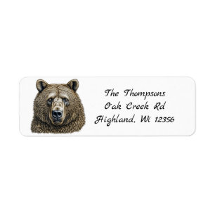 Big Brown Bear Personlig Returadress Etikett