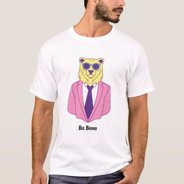 Big Bruno - Björn i rosa kostym T Shirt (Framsida)