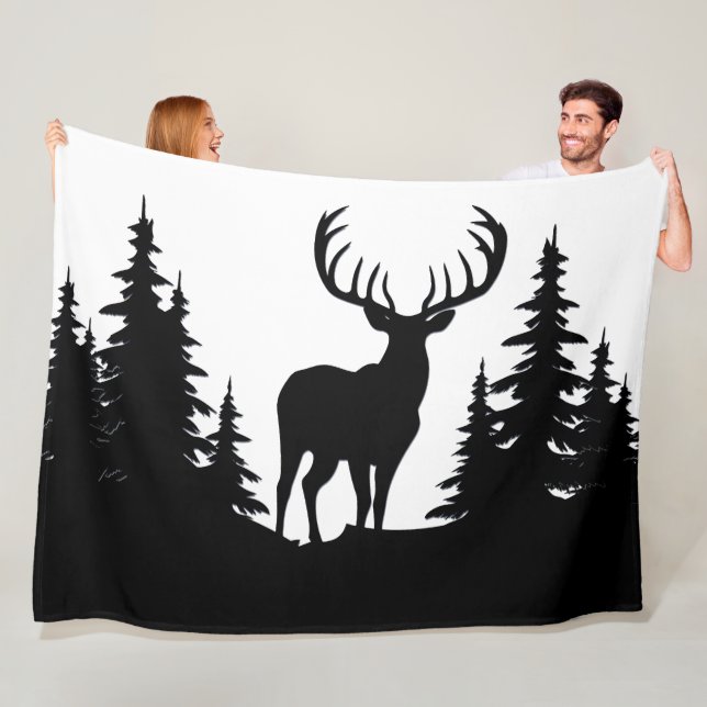 Big Buck bland Gräs Träd Vector Fleecefilt (På plats)