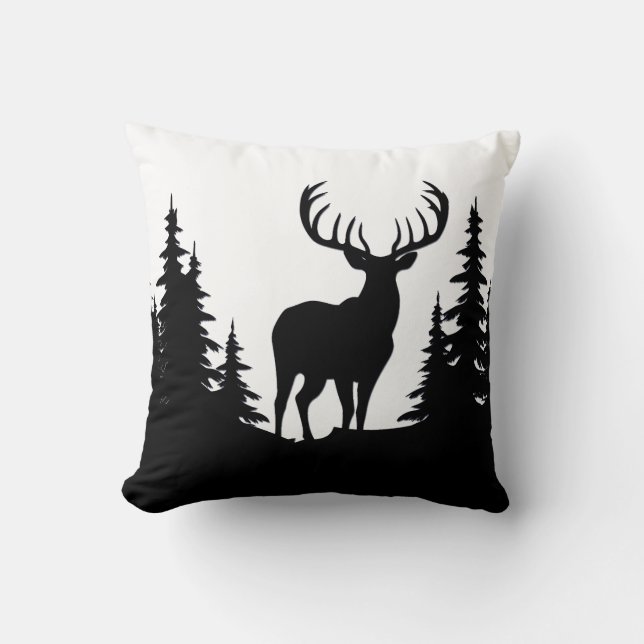 Big Buck bland Gräs Träd Vector Kudde (Framsida)