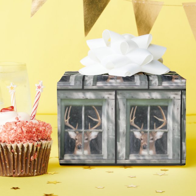 Big Buck-Hjort i fönster Presentpapper (Födelsedagsfest)