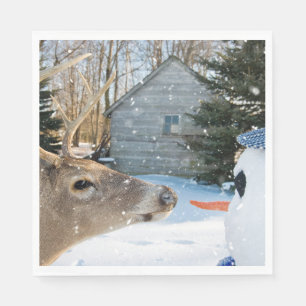 Big Buck Hjort med Snögubbe Pappersservett