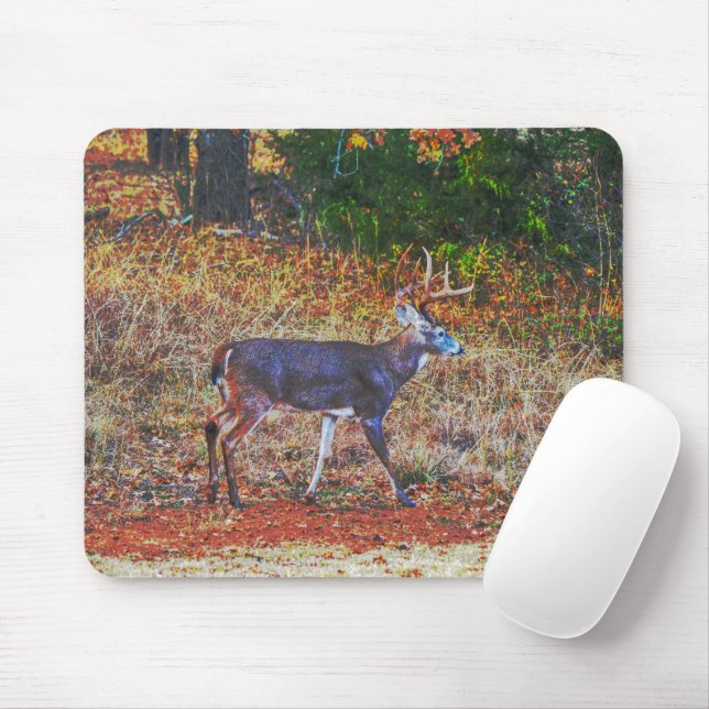 Big Buck-Hjorten vaknar genom en skuggbild Musmatta (Med mus)