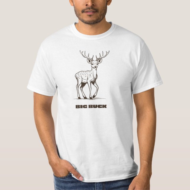 Big Buck Hunting Hjort Design T-Shirt (Framsida)