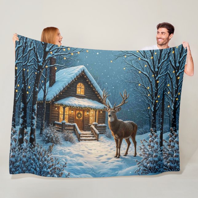  Big Bucks snöiga julbesök Fleecefilt (På plats)