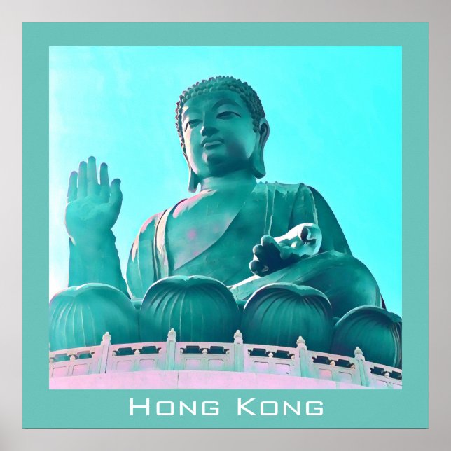 Big Buddha Hong Kong Lantau-reseväggsdekanter Poster (Framsidan)