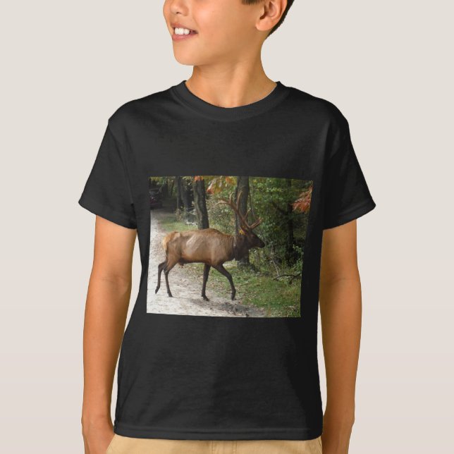 Big Bull Elk med Large Antler Tee (Framsida)