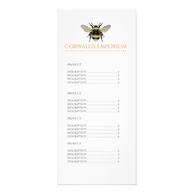 Big Bumble Bee Guld Butik Reklamkort (Framsidan)