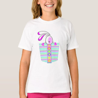 Big Bunny Pastel Färgad Påsk Pocket T-shirt