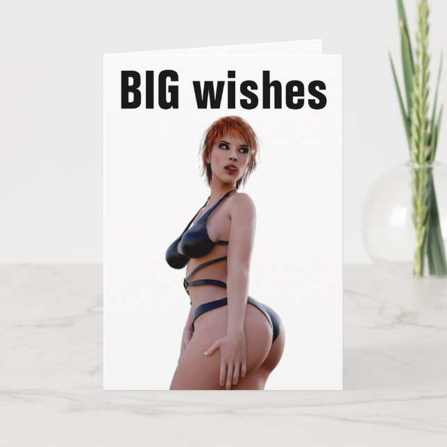 BIG BUTT GIRL GIRL BIRTHDAY CARD KORT (Framsida)