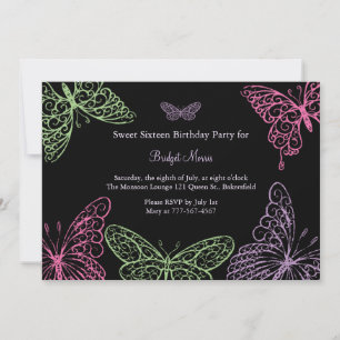Big Butterfly Kisses Sweet sixteen Inbjudningar