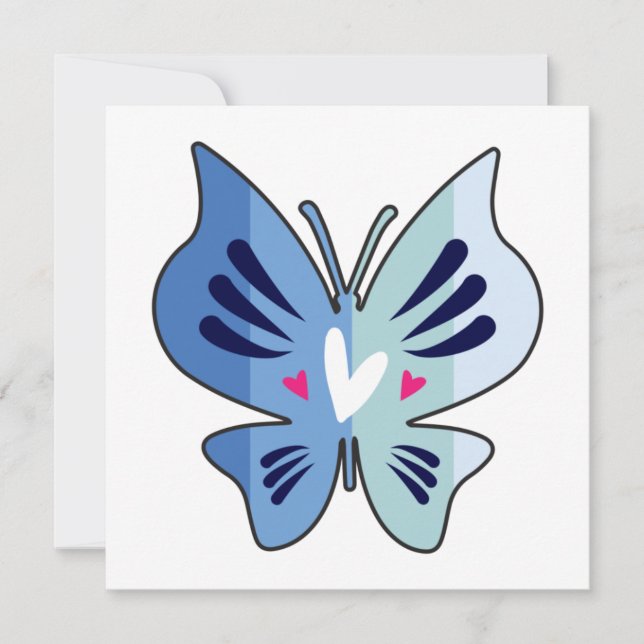Big Butterfly med Herts och textmall (Framsida)