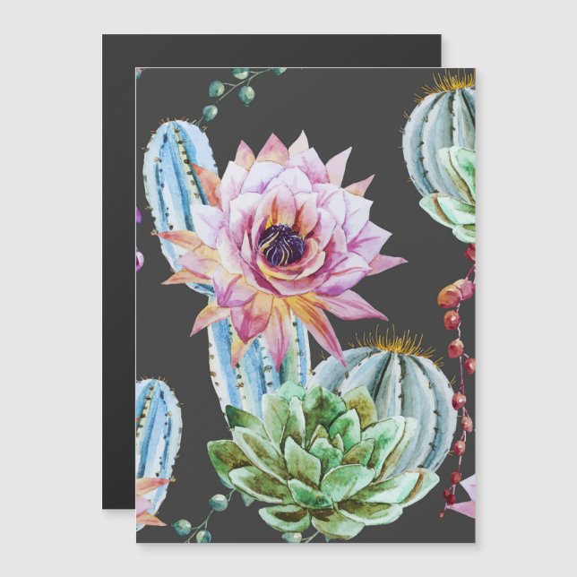 Big Cactus Mönster Magnetisk Inbjudningskort (Fram/baksida)