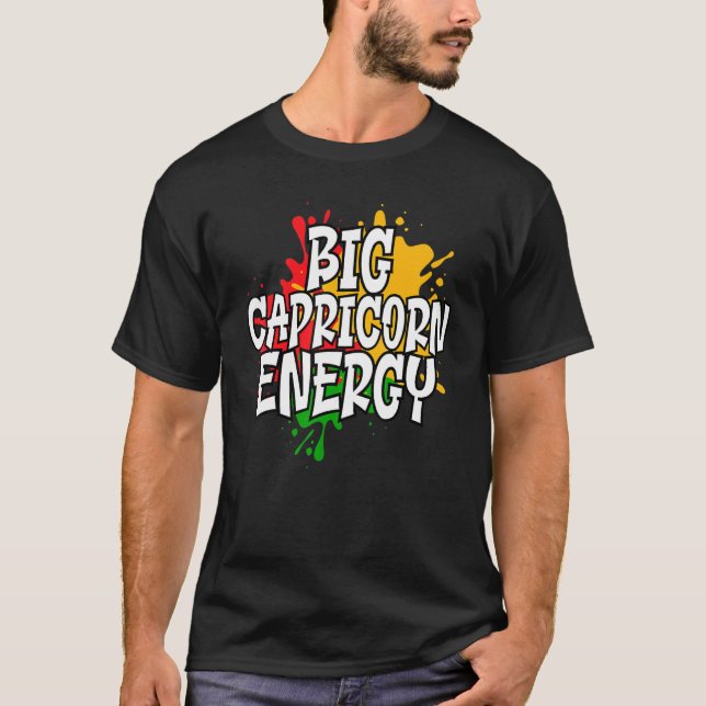Big Capricorn Zodiac Energy T Shirt (Framsida)