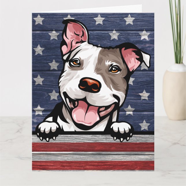 Big Card Patriotic Pit Bull Tack Kort (Framsida)