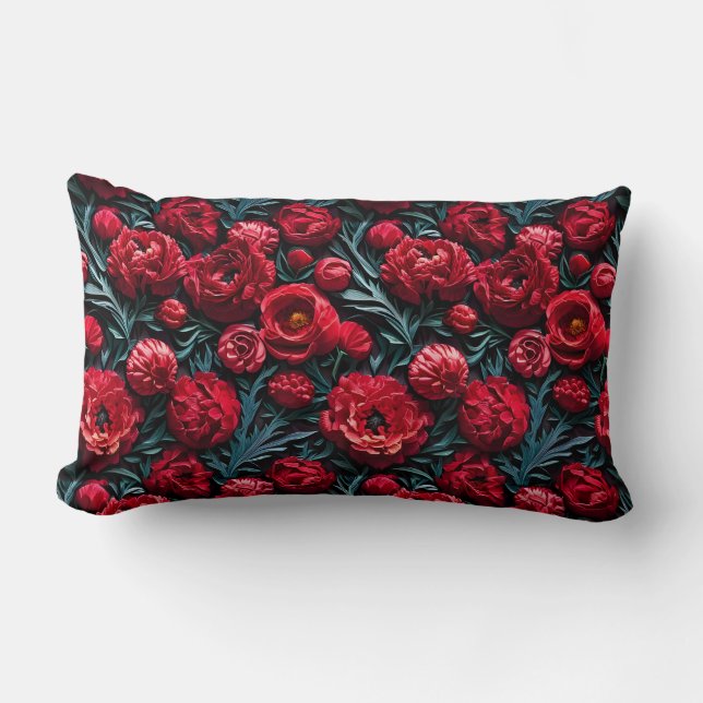Big Carmine Red Peonies Dekorativ kudde (Framsida)