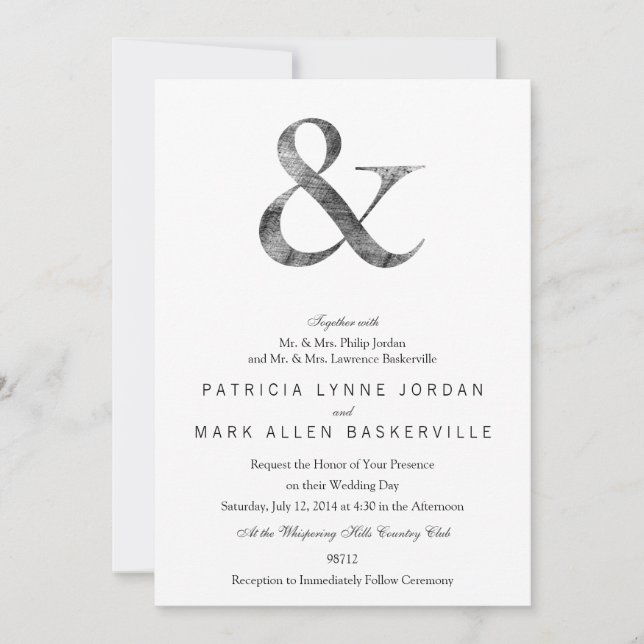 Big Caslon Medium Black Letterpress Grain Inbjudningar (Framsida)