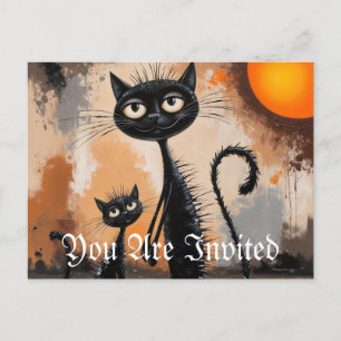 Big Cat Little Cat Halloween Inbjudan Vykort